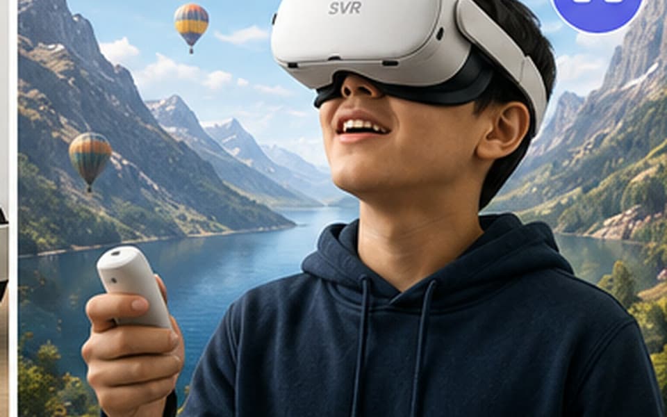 A learner experiencing a finished immersive project in VR